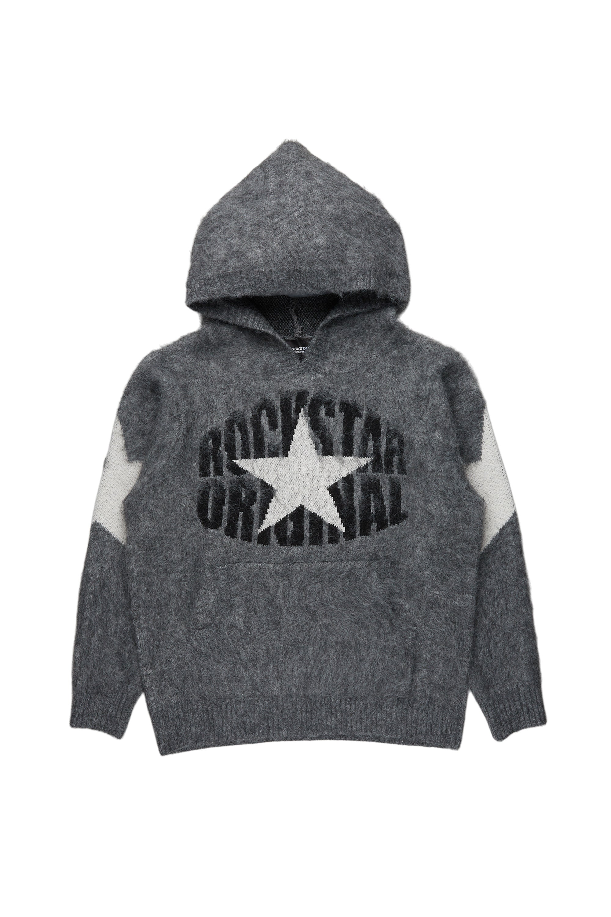 Nasheaka Grey Graphic Knit Hoodie