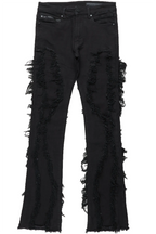 Tristan Jet Black Stacked Flare Jean