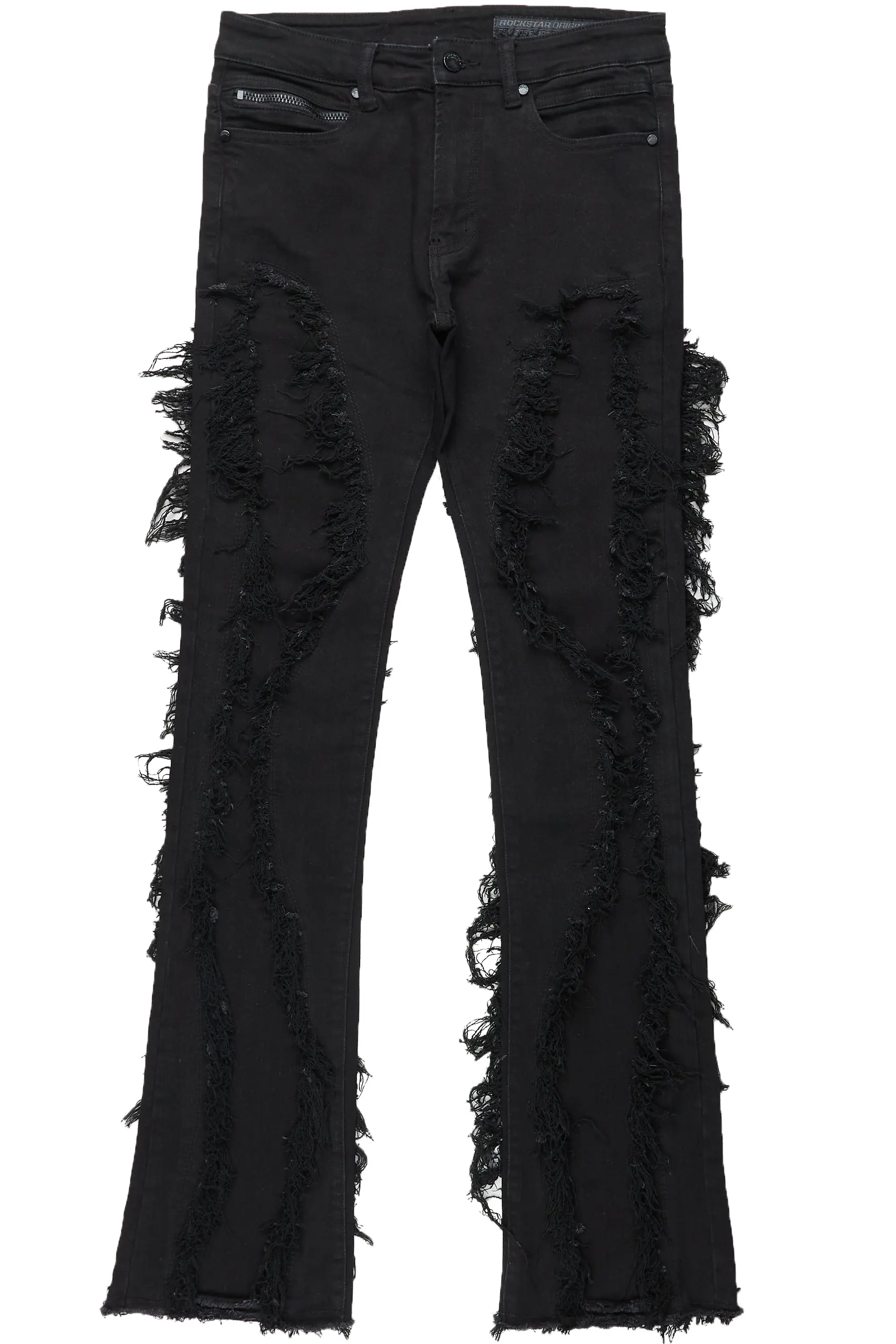 Tristan Jet Black Stacked Flare Jean