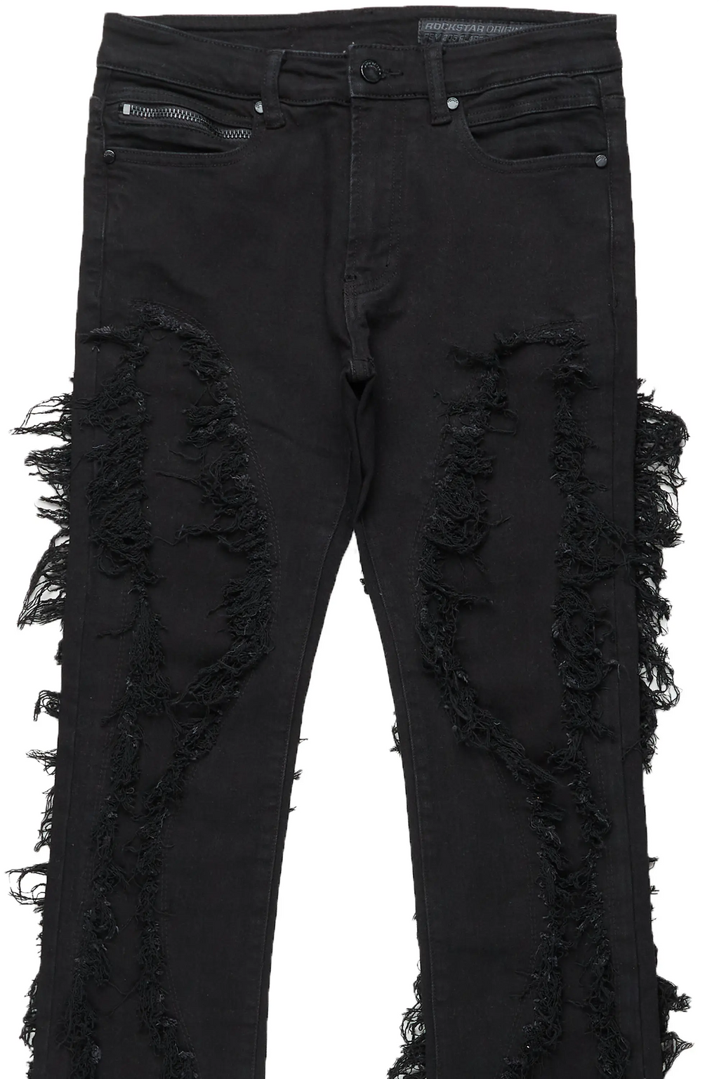 Tristan Jet Black Stacked Flare Jean