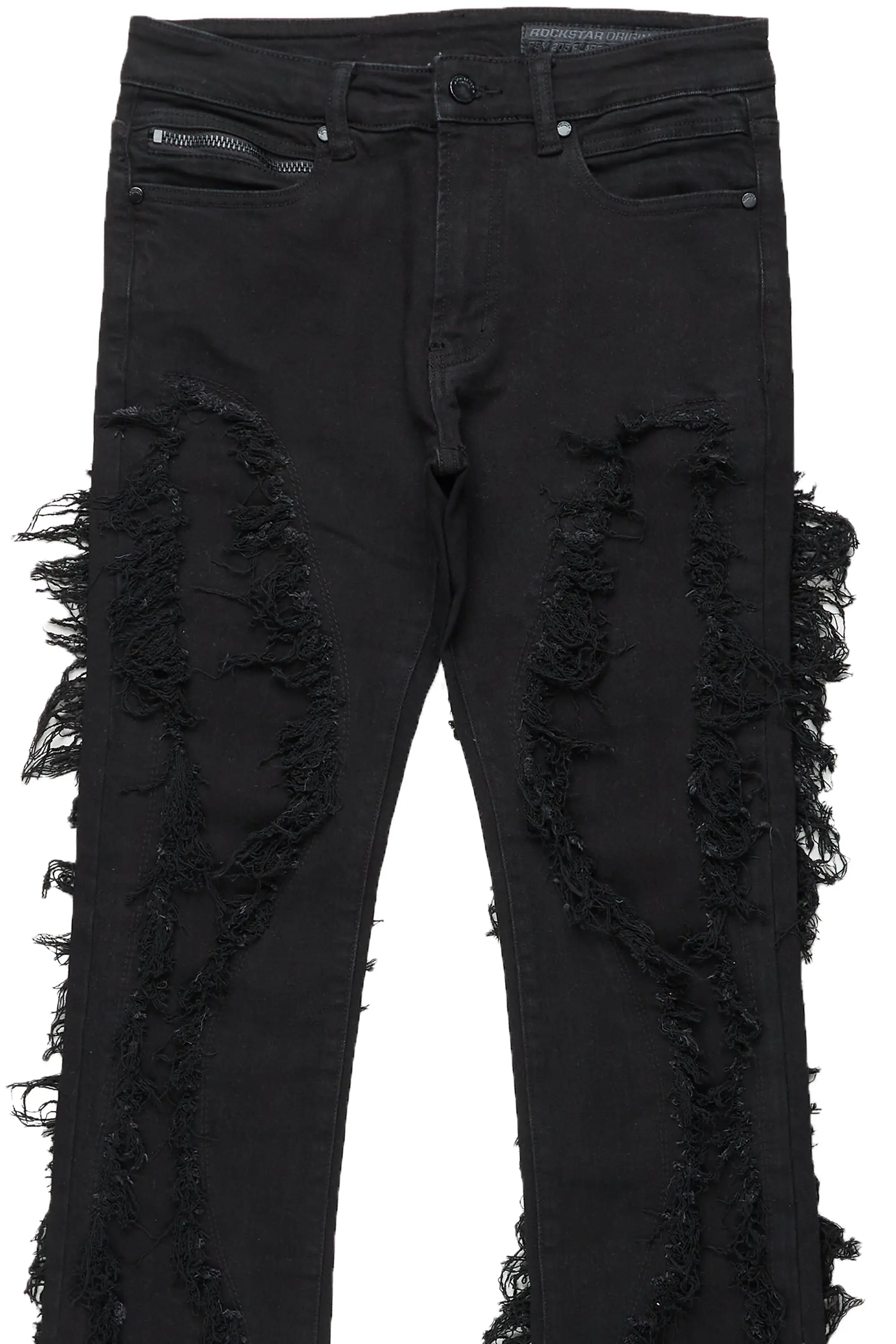 Tristan Jet Black Stacked Flare Jean