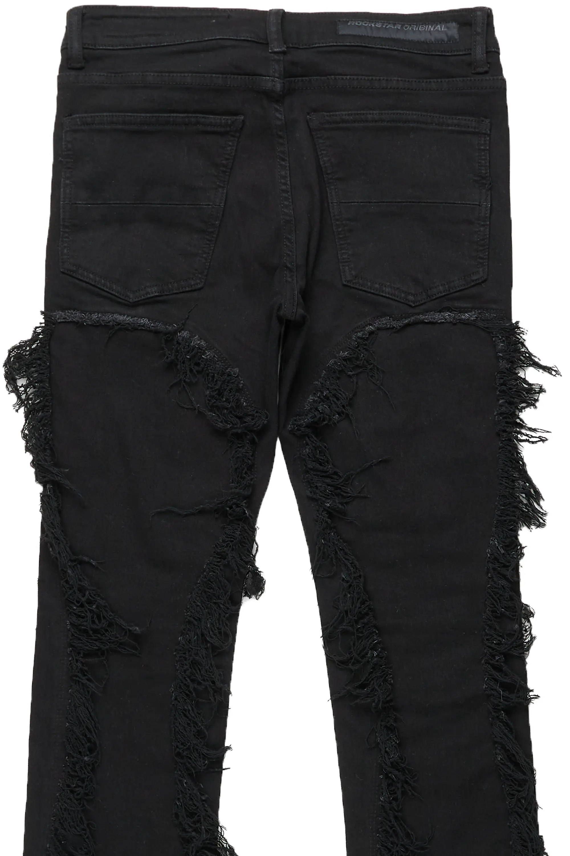 Tristan Jet Black Stacked Flare Jean