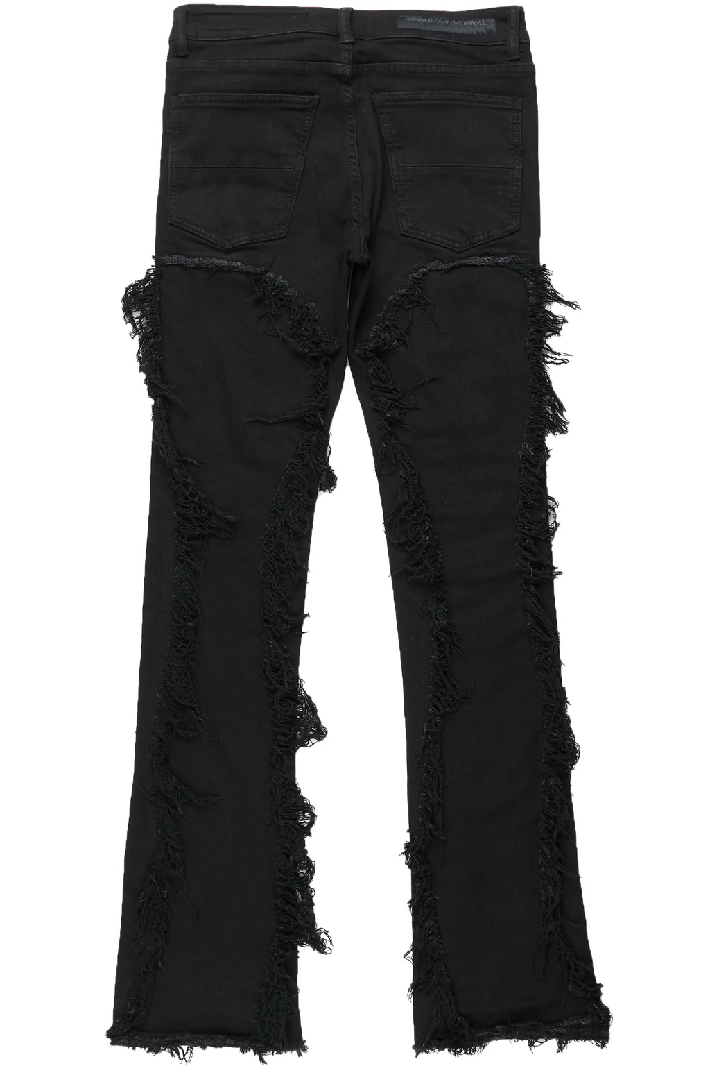 Tristan Jet Black Stacked Flare Jean