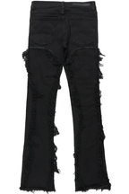Tristan Jet Black Stacked Flare Jean