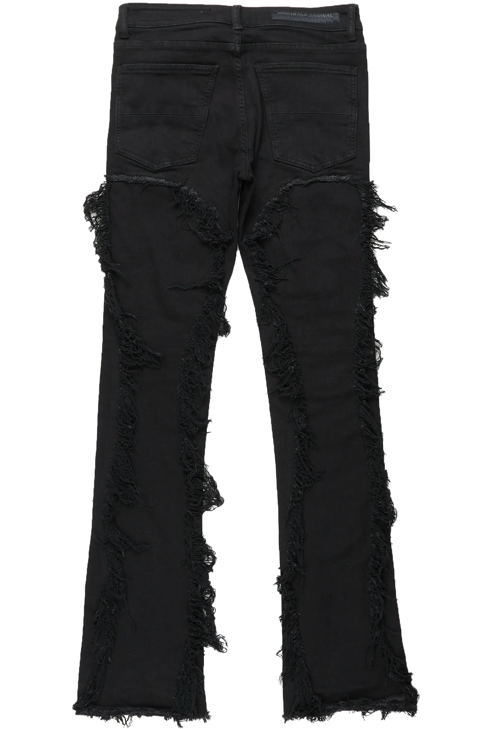 Tristan Jet Black Stacked Flare Jean