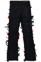 Vadim Black/Red Patchwork Stacked Flare Jean