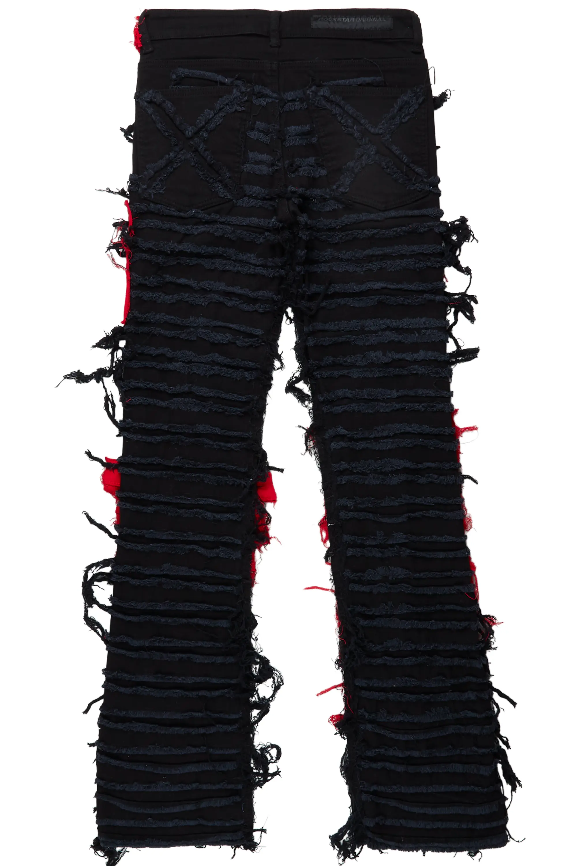 Vadim Black/Red Patchwork Stacked Flare Jean