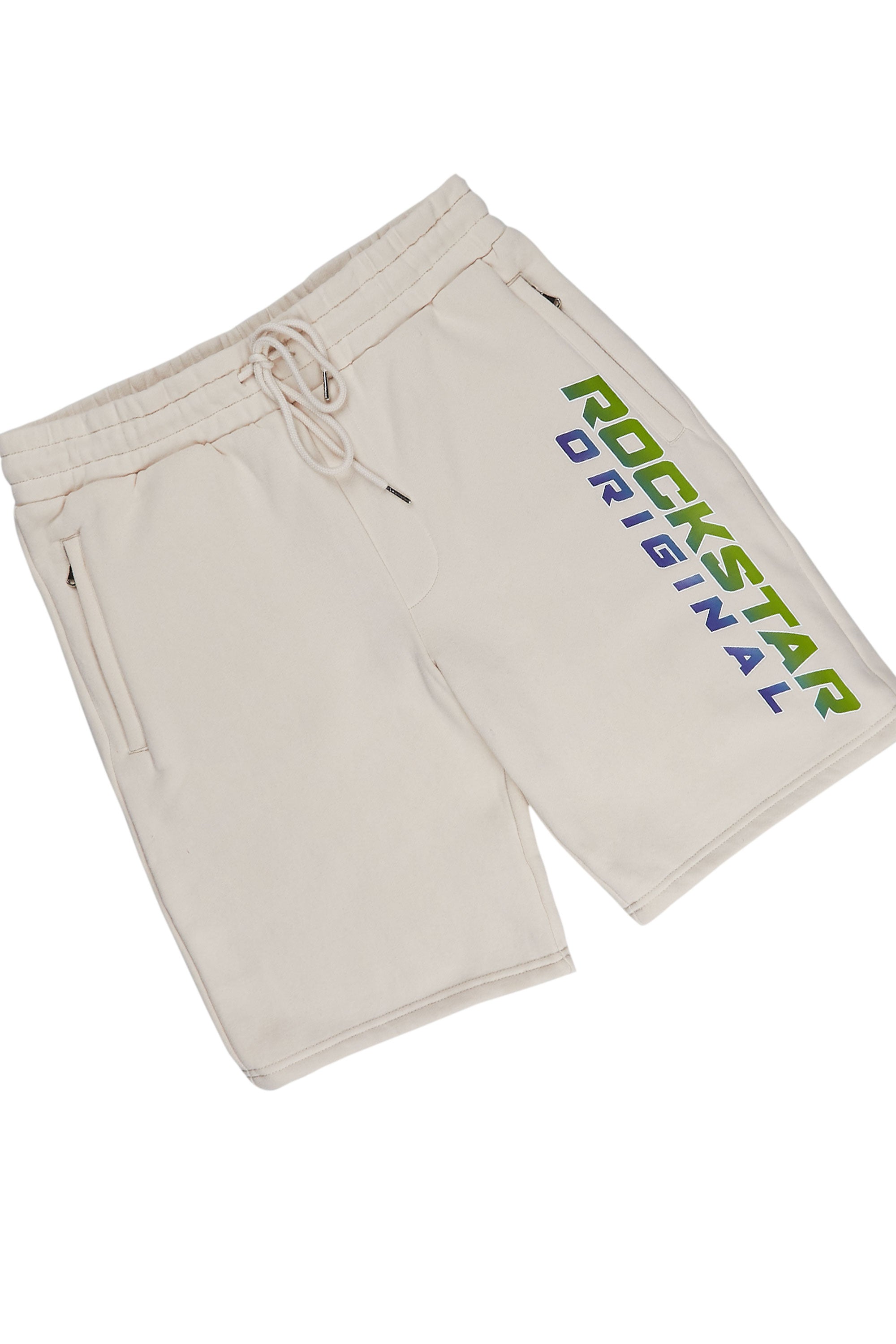 Valerian Beige Graphic T-Shirt Short Set