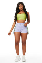 Good Times Roll Lavender Fringe Denim Short