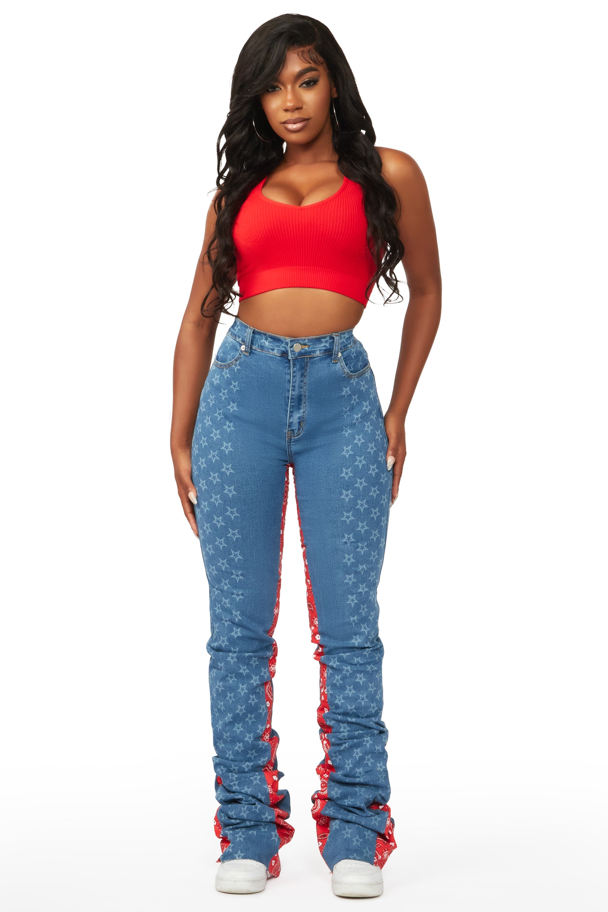 Chasing Stars Med. Wash Super Stacked Jean