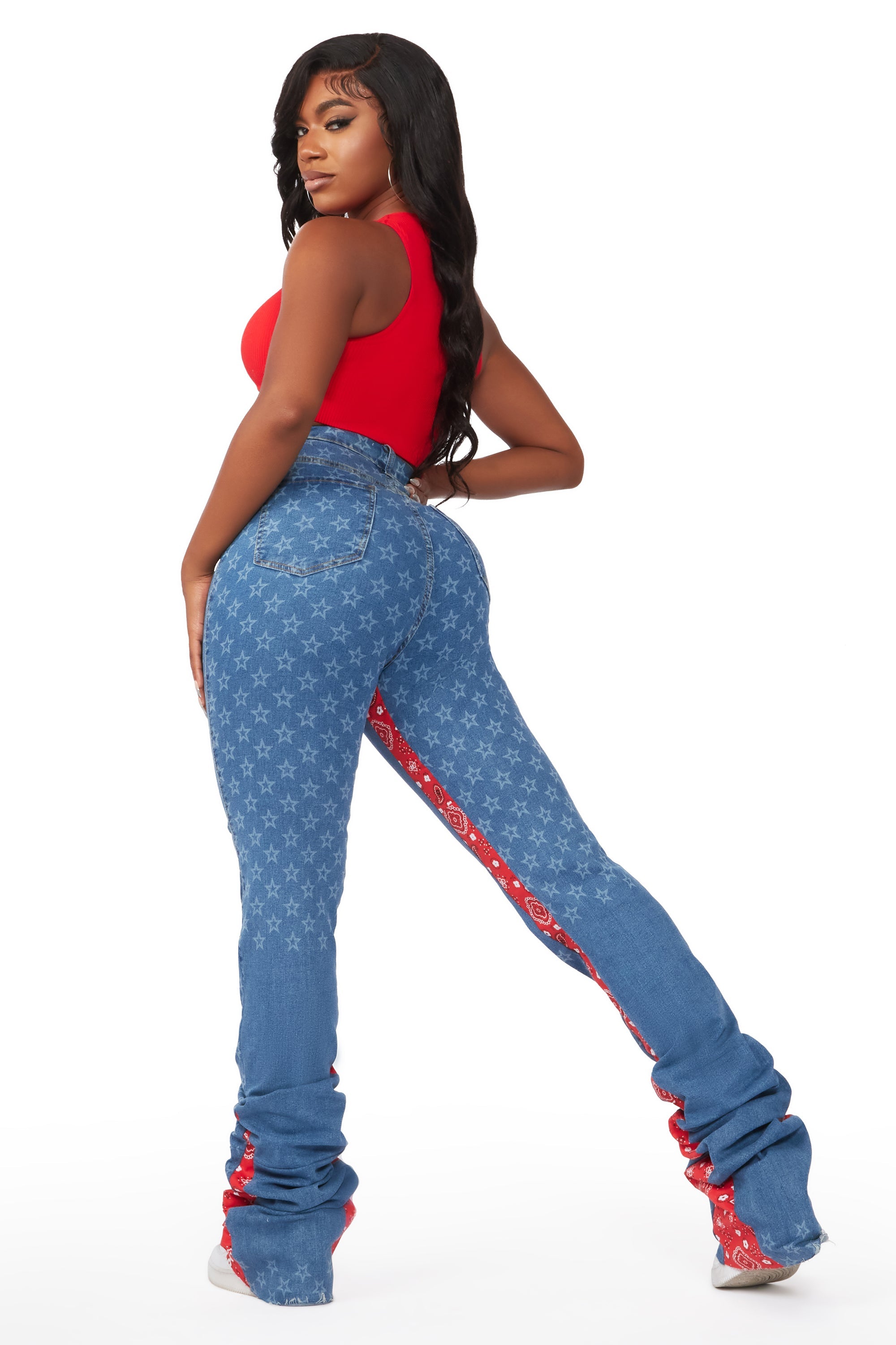 Chasing Stars Med. Wash Super Stacked Jean