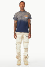 Noriko Beige/Ivory Stacked Flare Track Pant