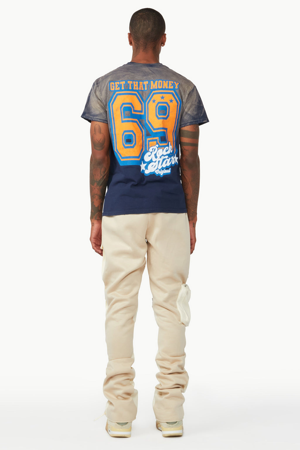 Noriko Beige/Ivory Stacked Flare Track Pant