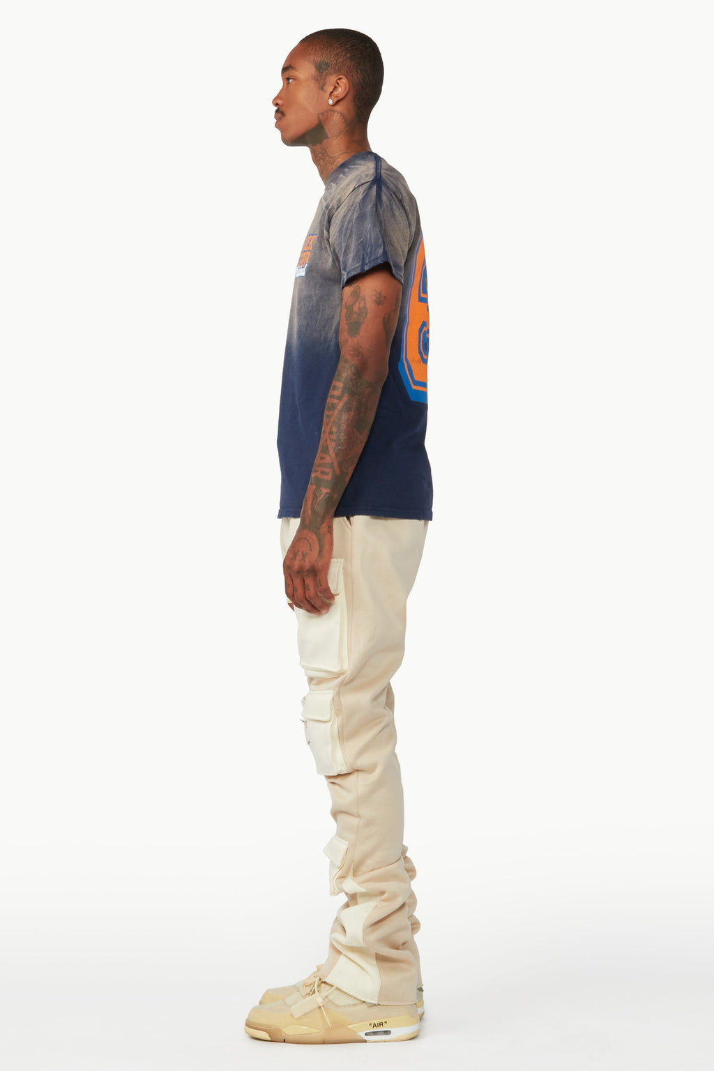 Noriko Beige/Ivory Stacked Flare Track Pant