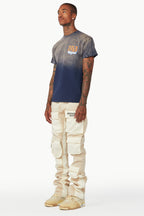 Noriko Beige/Ivory Stacked Flare Track Pant