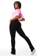 Sheana Black Distressed Super Stacked Jean