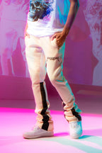 Everest Beige Stacked Flare Track Pant