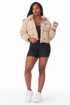 Zayla Tan Art Dist. Puffer Jacket