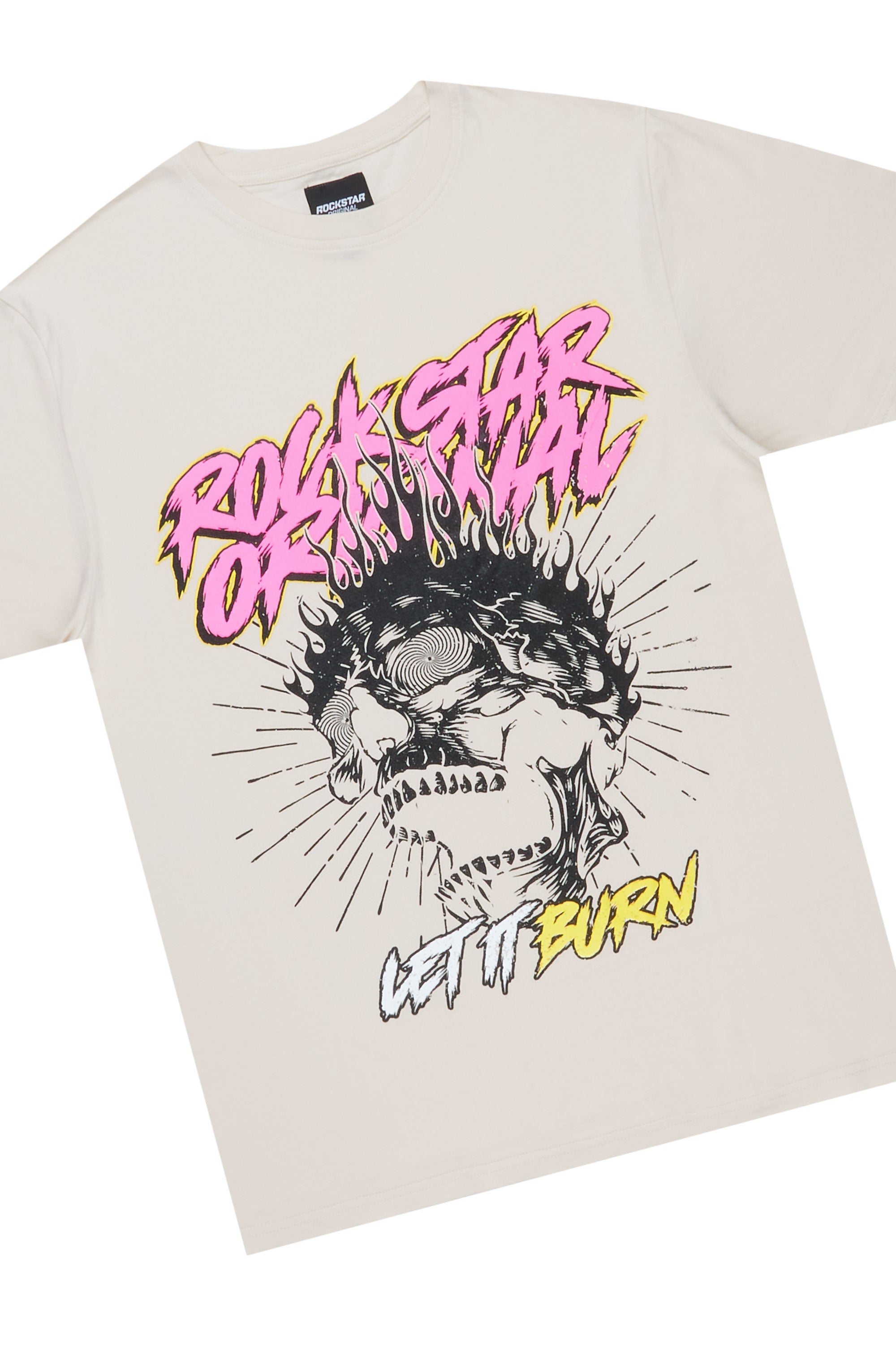 Zev Beige Graphic T-Shirt/ Short Set