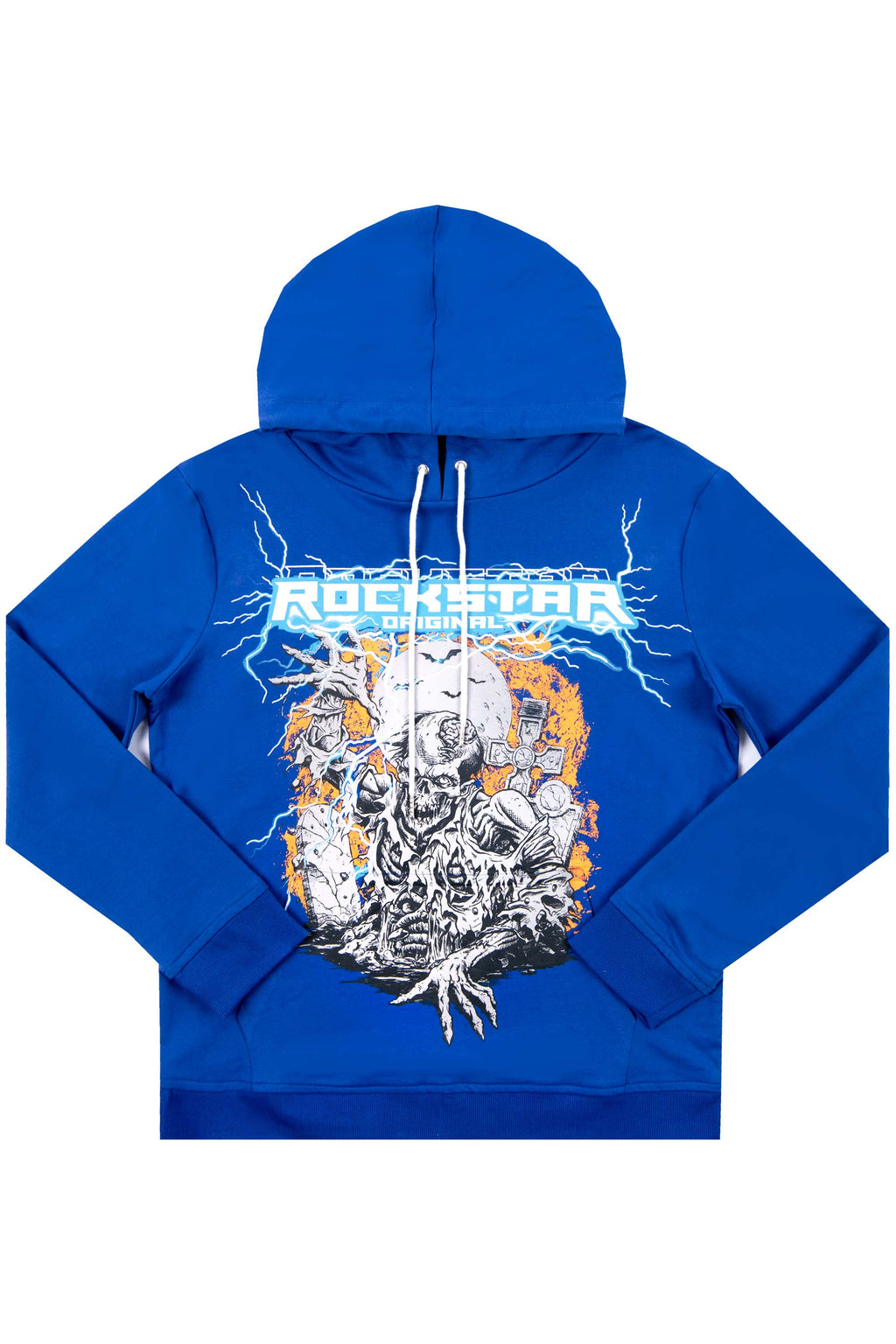Zone Printed Hoodie-Royal Blue