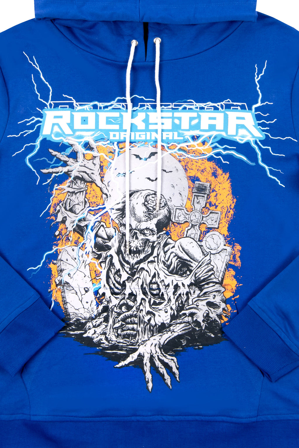 Zone Printed Hoodie-Royal Blue