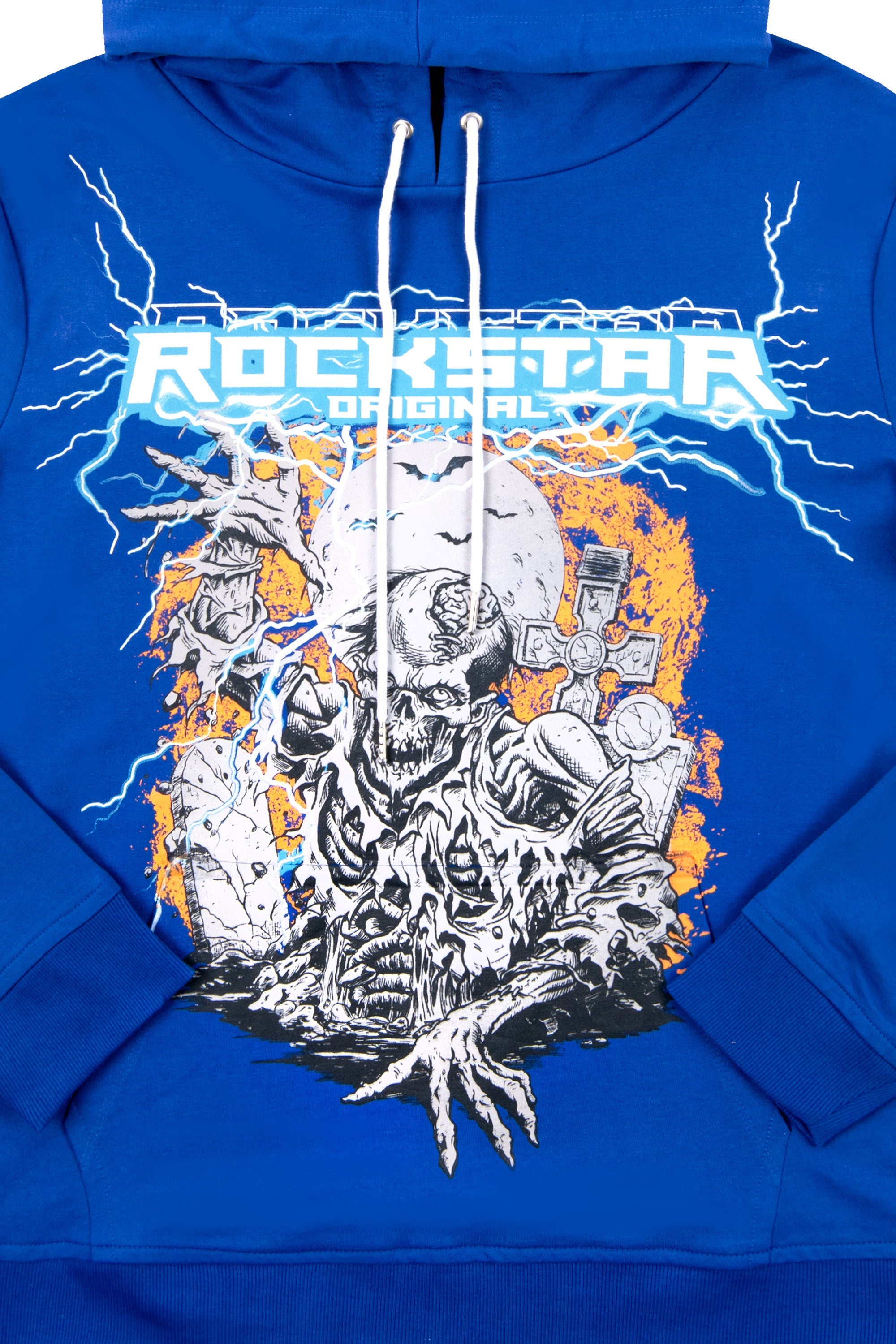 Zone Printed Hoodie-Royal Blue