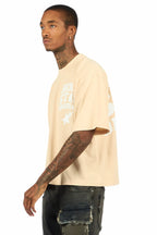 Gerrit Beige/White Boxy Crop T-Shirt