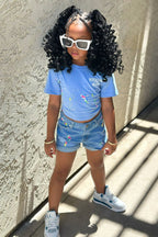 Girls Laila Blue T-Shirt/Denim Short Set