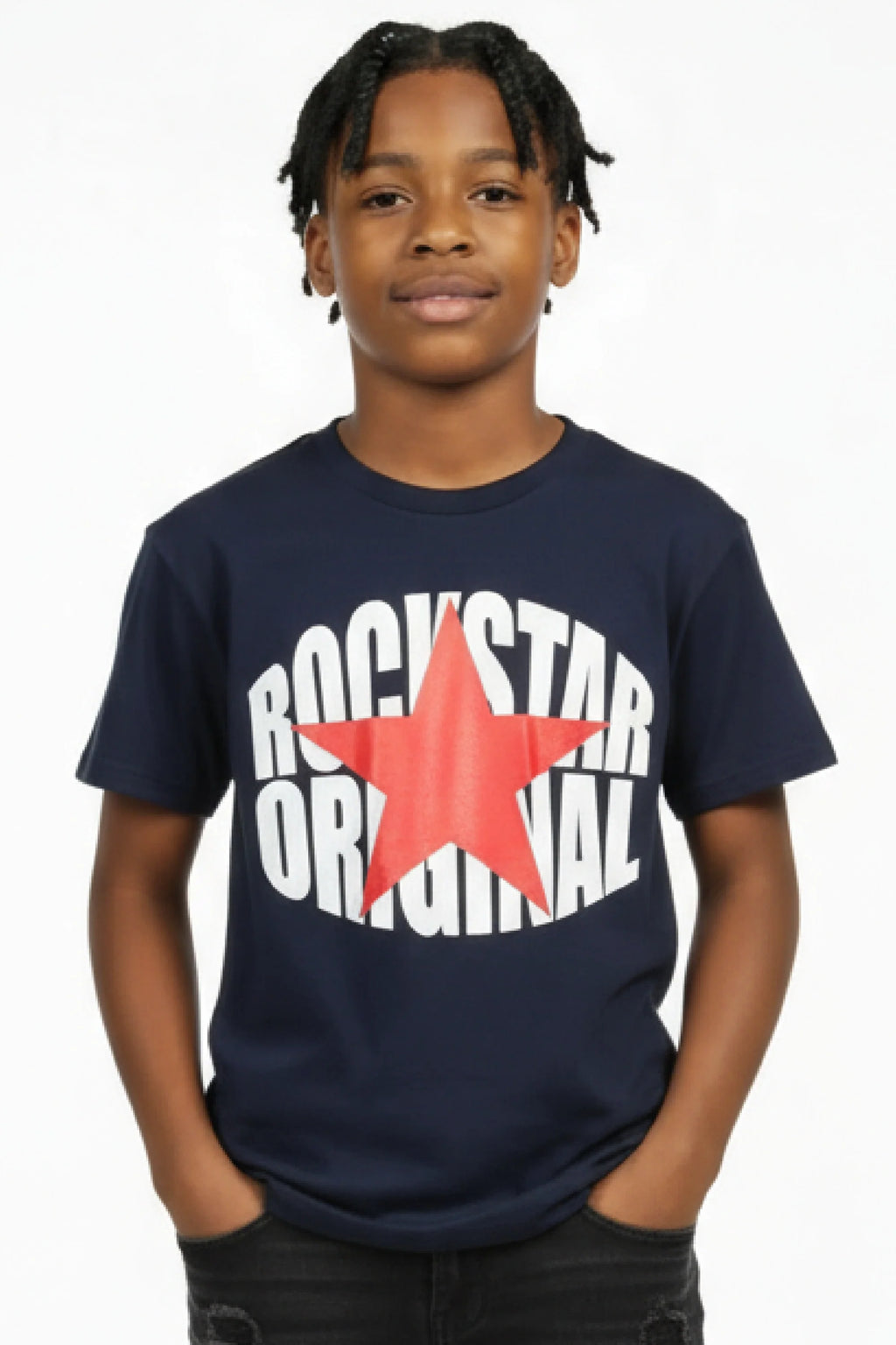 Boys Ezra 2.0 Navy/Red Graphic T-Shirt