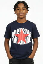 Boys Ezra 2.0 Navy/Red Graphic T-Shirt