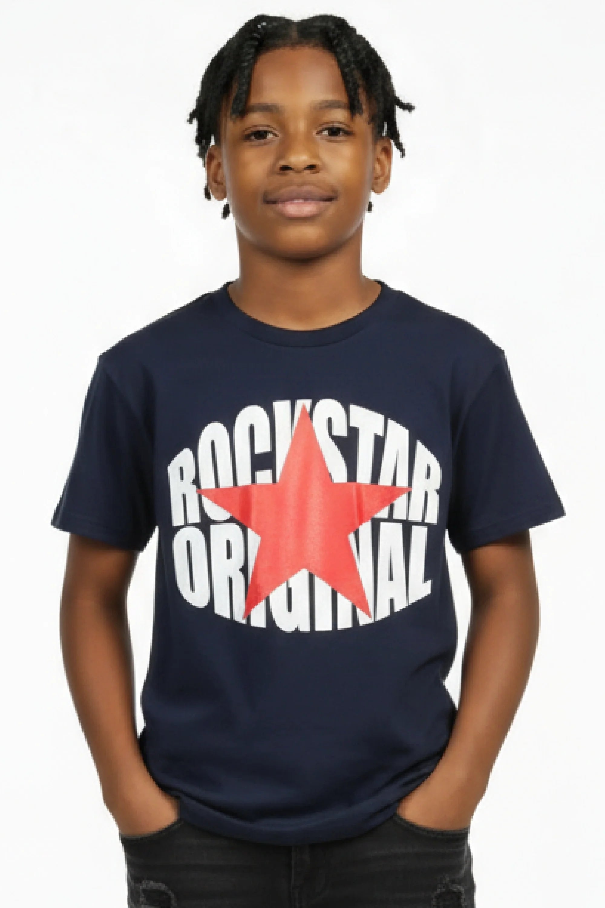 Boys Ezra 2.0 Navy/Red Graphic T-Shirt