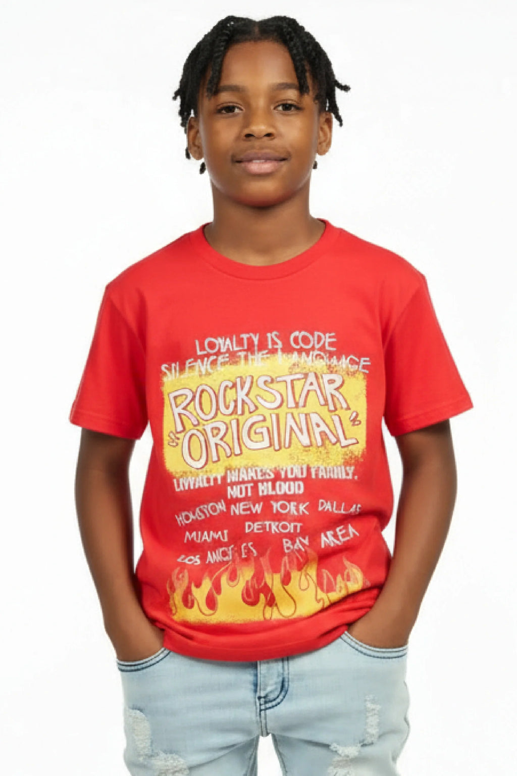 Boys Beno Red/Yellow Graphic T-Shirt