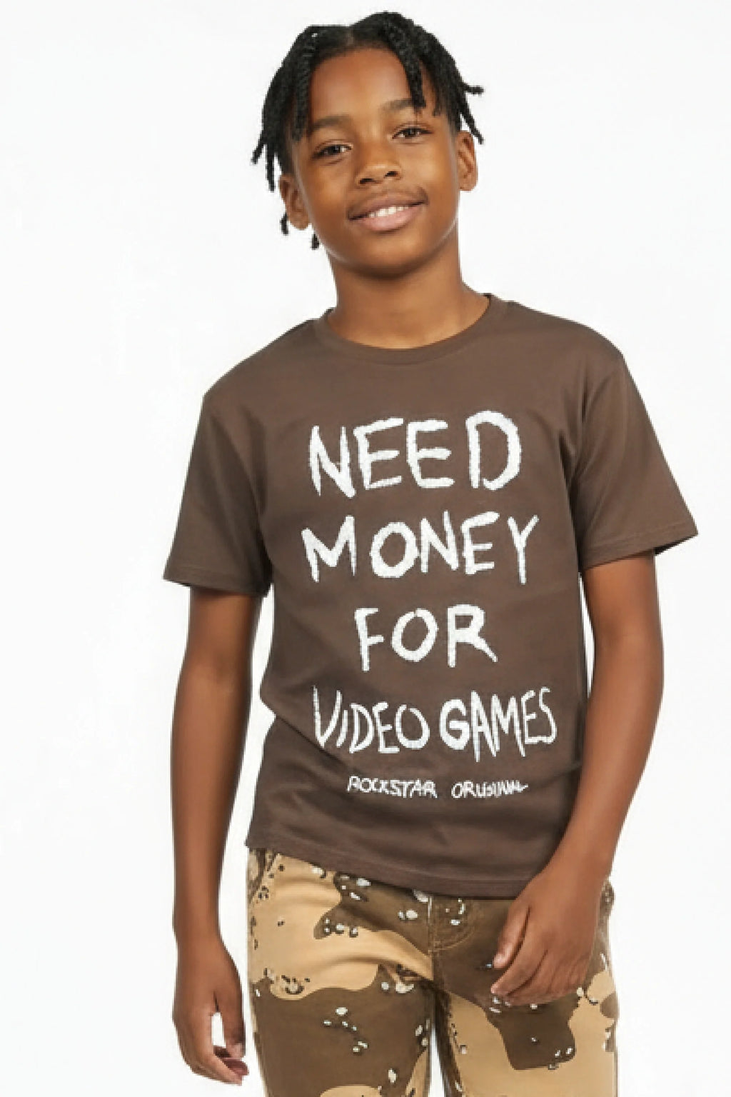 Boys M4 Video Games Graphite/White Graphic T-Shirt