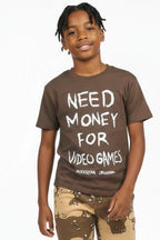 Boys M4 Video Games Graphite/White Graphic T-Shirt