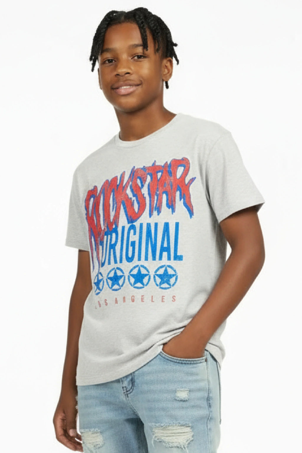 Boys Wizzurd Heather Grey/Red Graphic T-Shirt