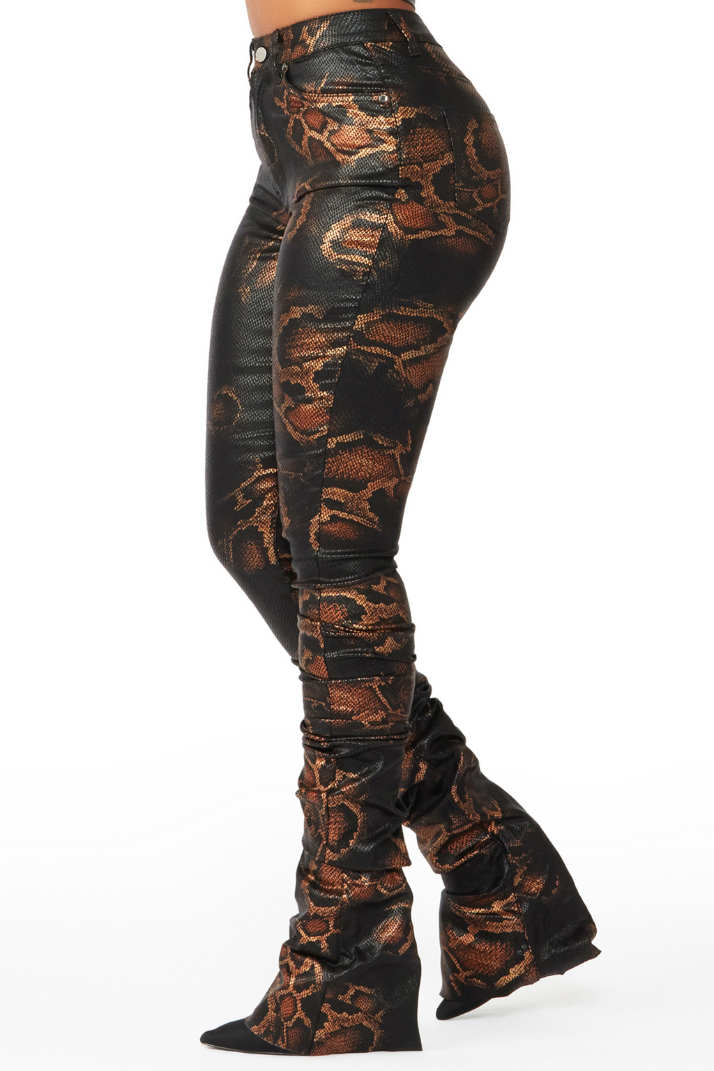 The Drama Snake PU Super Stacked Pant