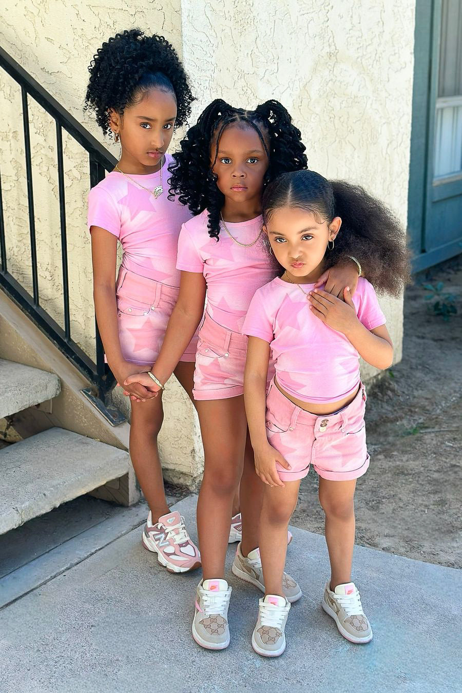 Girls Jadey Pink T-Shirt/Denim Short Set