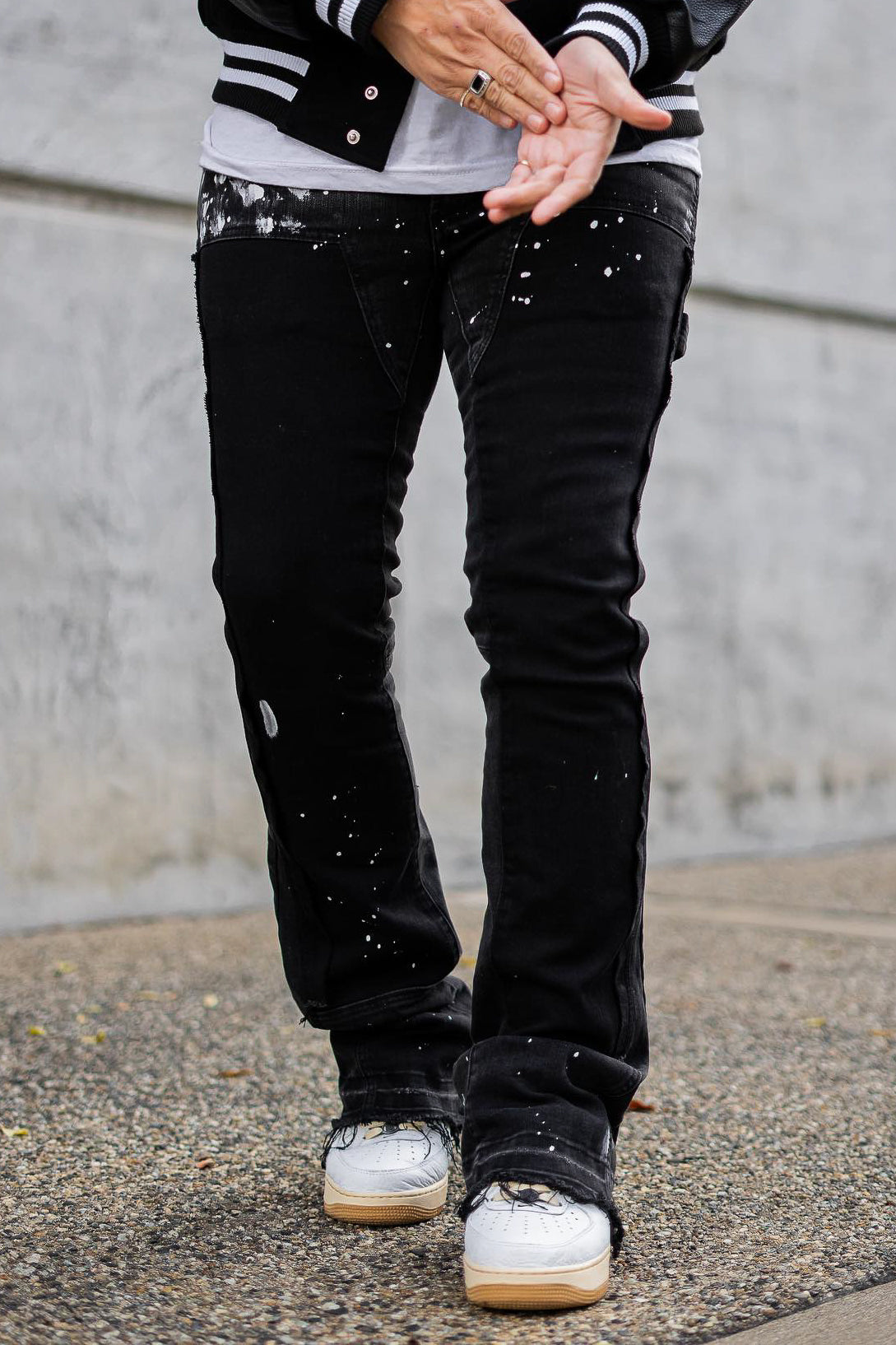 Carson Black Stacked Flare Jean