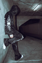 Toshio Black Stacked Flare Knitted Mohair Track Set