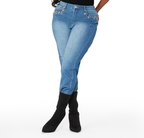 Lainee Med. Wash Rhinestone Detail Boyfriend Jean