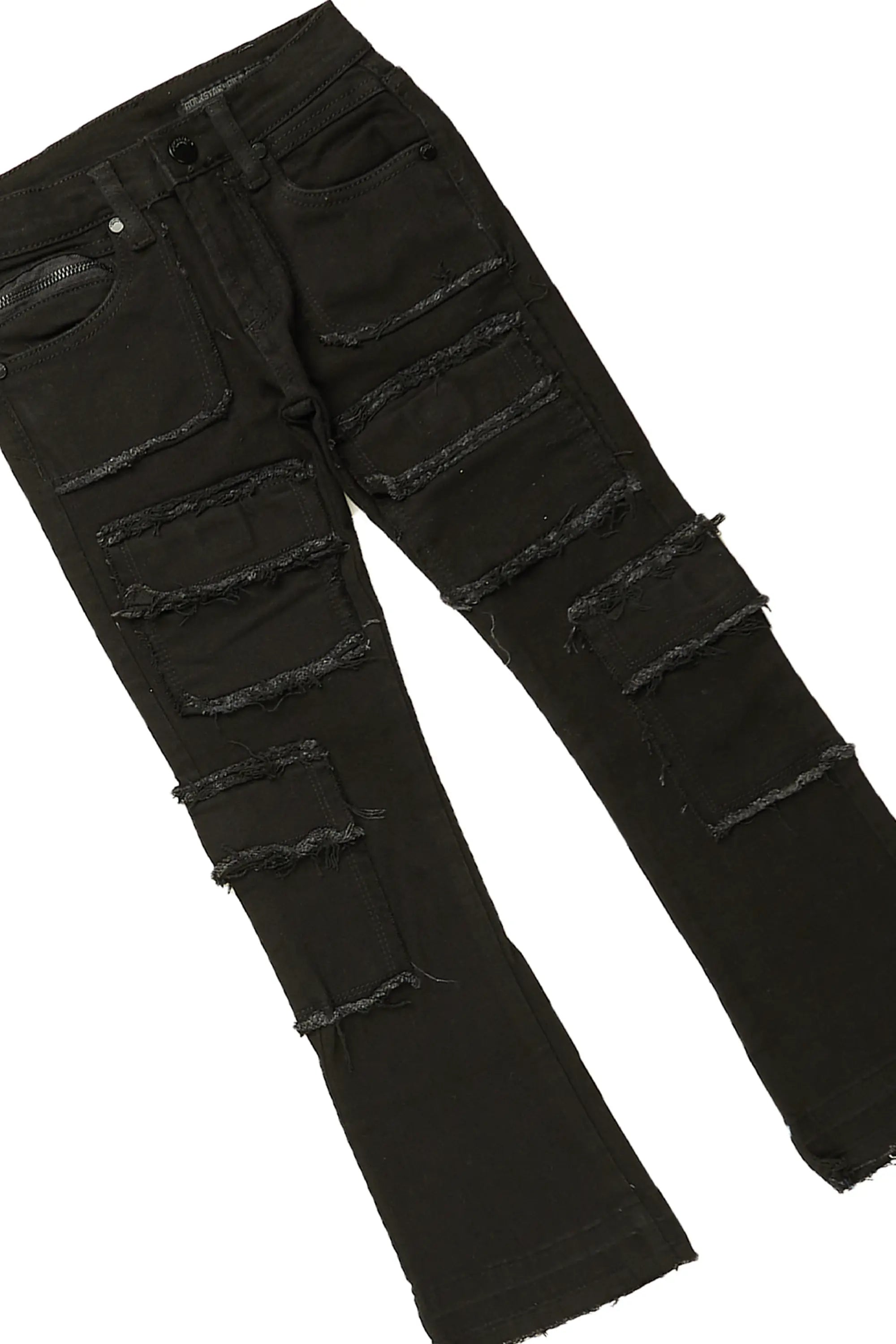 Boys Stanley Black T-Shirt/Stacked Flare Jean Set