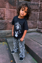 Boys Amina Black T-Shirt/Stack Flare Jean Set